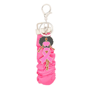 Silver Pink Wristlet Afro Keychain