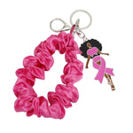 Load image into Gallery viewer, Silver Pink Wristlet Afro Keychain
