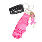 Load image into Gallery viewer, Silver Pink Wristlet Woman Keychain
