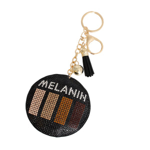 Black Melanin Round Keychain