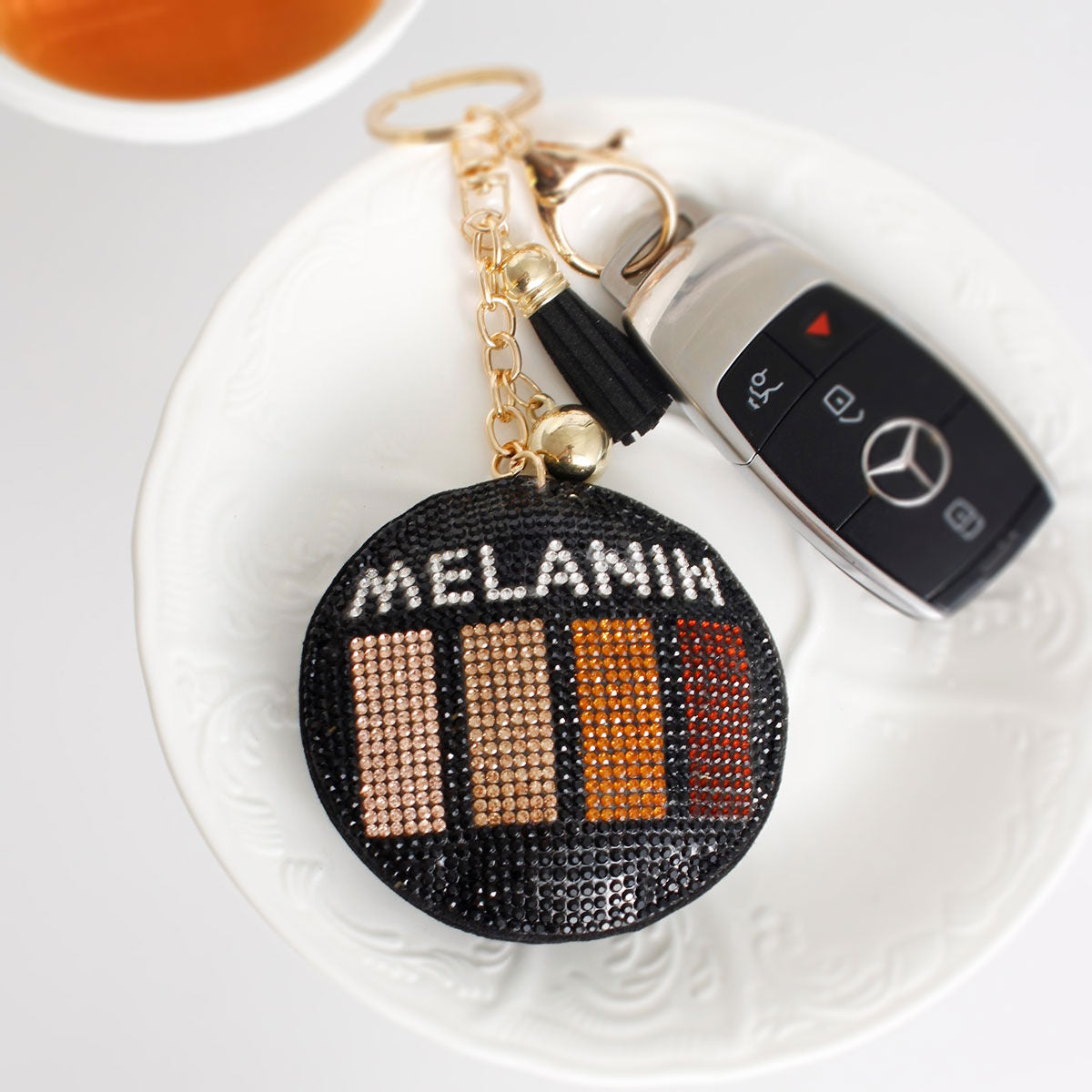 Black Melanin Round Keychain