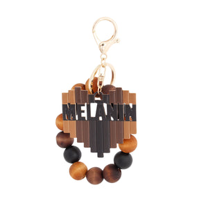 Melanin Wood Bead Keychain