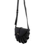 Load image into Gallery viewer, Black Pleated Semicircle Crossbody
