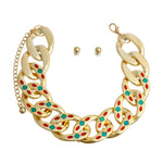 Load image into Gallery viewer, Gold Red Green Detail Chain Set
