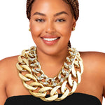 Load image into Gallery viewer, Rhinestone Stud Gold Double Chain
