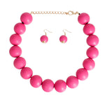 Load image into Gallery viewer, Fuchsia Wood Bead Necklace
