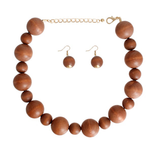 Natural Brown Wood Necklace
