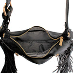 Load image into Gallery viewer, Black Moto Fringe Shoulder Bag
