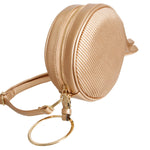 Load image into Gallery viewer, Gold Ribbed Circle Crossbody Wristlet
