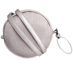 Load image into Gallery viewer, Silver Ribbed Circle Crossbody Wristlet
