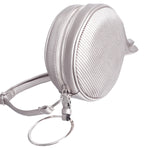 Load image into Gallery viewer, Silver Ribbed Circle Crossbody Wristlet
