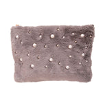 Load image into Gallery viewer, Gray Fur Pearl Stud Clutch
