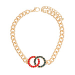 Load image into Gallery viewer, Red Green Linked Ring Stone Anklet

