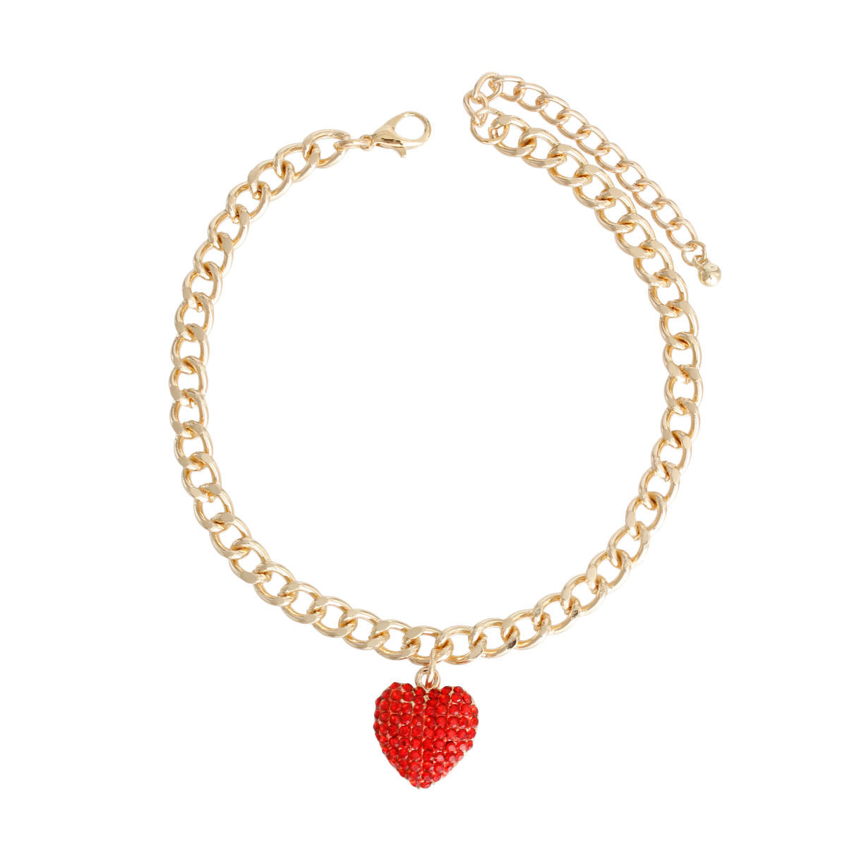 Gold Red Heart Anklet