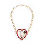 Load image into Gallery viewer, Red Designer D Heart Bracelet
