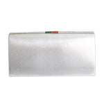 Load image into Gallery viewer, Designer Stripe Silver Flap Clutch
