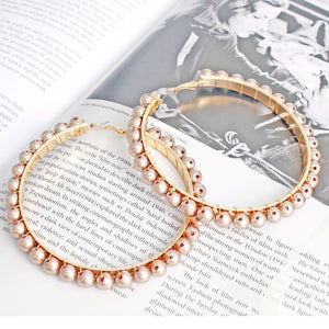 Gold Pearl Wrapped Hoops- 3.25 "