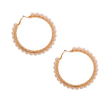 Load image into Gallery viewer, Cream Wire Wrapped 3 Inch Hoops
