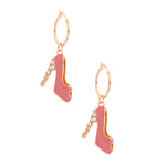 Load image into Gallery viewer, Pink Boutique High Heel Hoops
