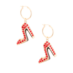 Bling Boutique High Heel Red Hoops