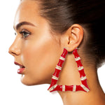 Load image into Gallery viewer, Red Trapezoid Bamboo Hoops
