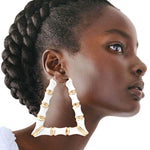 Load image into Gallery viewer, White Trapozoid Bamboo Hoops
