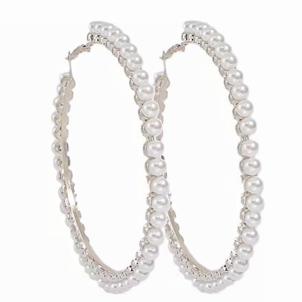 White Pearl 3 inch Hoops