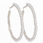 Load image into Gallery viewer, White Pearl 3 inch Hoops
