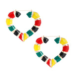 Load image into Gallery viewer, African Flag Color Heart Bamboo Hoops
