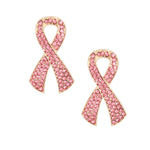 Load image into Gallery viewer, Gold Pink Ribbon Stud Earrings
