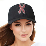 Load image into Gallery viewer, Black Pink Ribbon Hat
