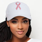 Load image into Gallery viewer, White Pink Ribbon Hat
