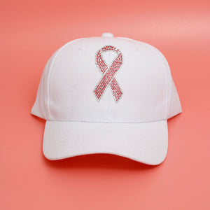 White Pink Ribbon Hat