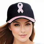 Load image into Gallery viewer, Black Pink Ribbon and Visor Hat

