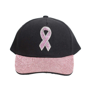 Black Pink Ribbon and Visor Hat