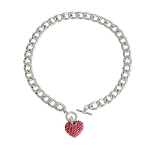 Pink Heart Silver Chain