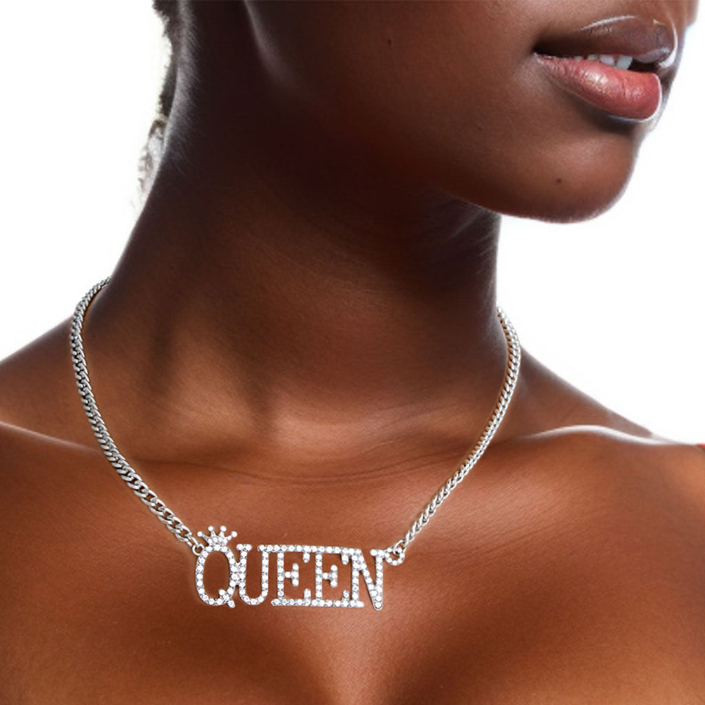 Silver Iced Queen Necklace