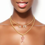 Load image into Gallery viewer, Gold Hope Pink Ribbon Chain
