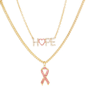 Gold Hope Pink Ribbon Chain