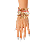 Load image into Gallery viewer, Pink and Pearl Love 7 Pcs Bracelets

