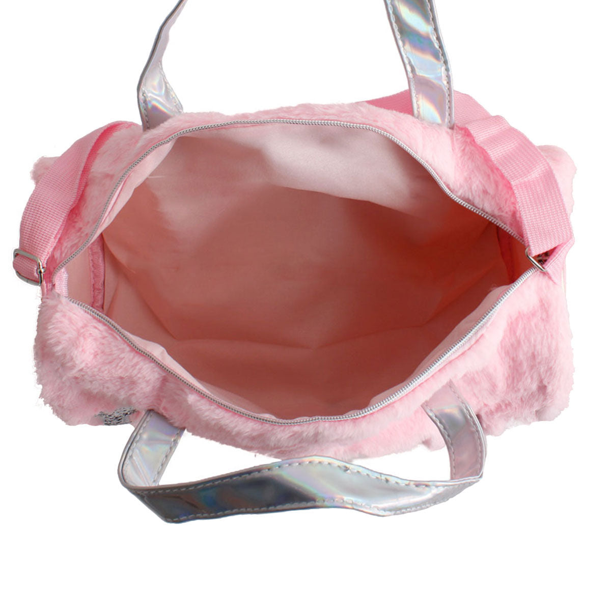 Pink Fur Glitter Duffel Bag
