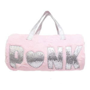 Pink Fur Glitter Duffel Bag