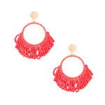 Load image into Gallery viewer, Coral Seed Bead Draped Earrings
