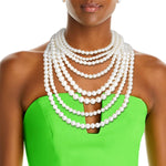 Load image into Gallery viewer, 8 Strand Long Cream Necklace
