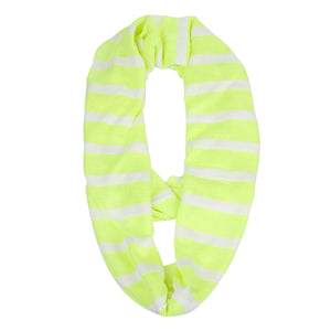 Neon Yellow Striped Infinity Scarf