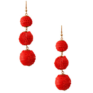 Red Sequin Ball Earrings