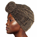 Load image into Gallery viewer, Gold Stripe Donut Knot Turban
