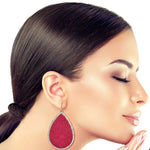 Load image into Gallery viewer, Pink Genuine Leather Teardrop Earrings

