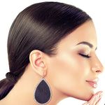 Load image into Gallery viewer, Purple Genuine Leather Teardrop Earrings
