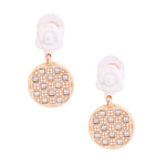 Load image into Gallery viewer, White Flower Checkerboard Earrings

